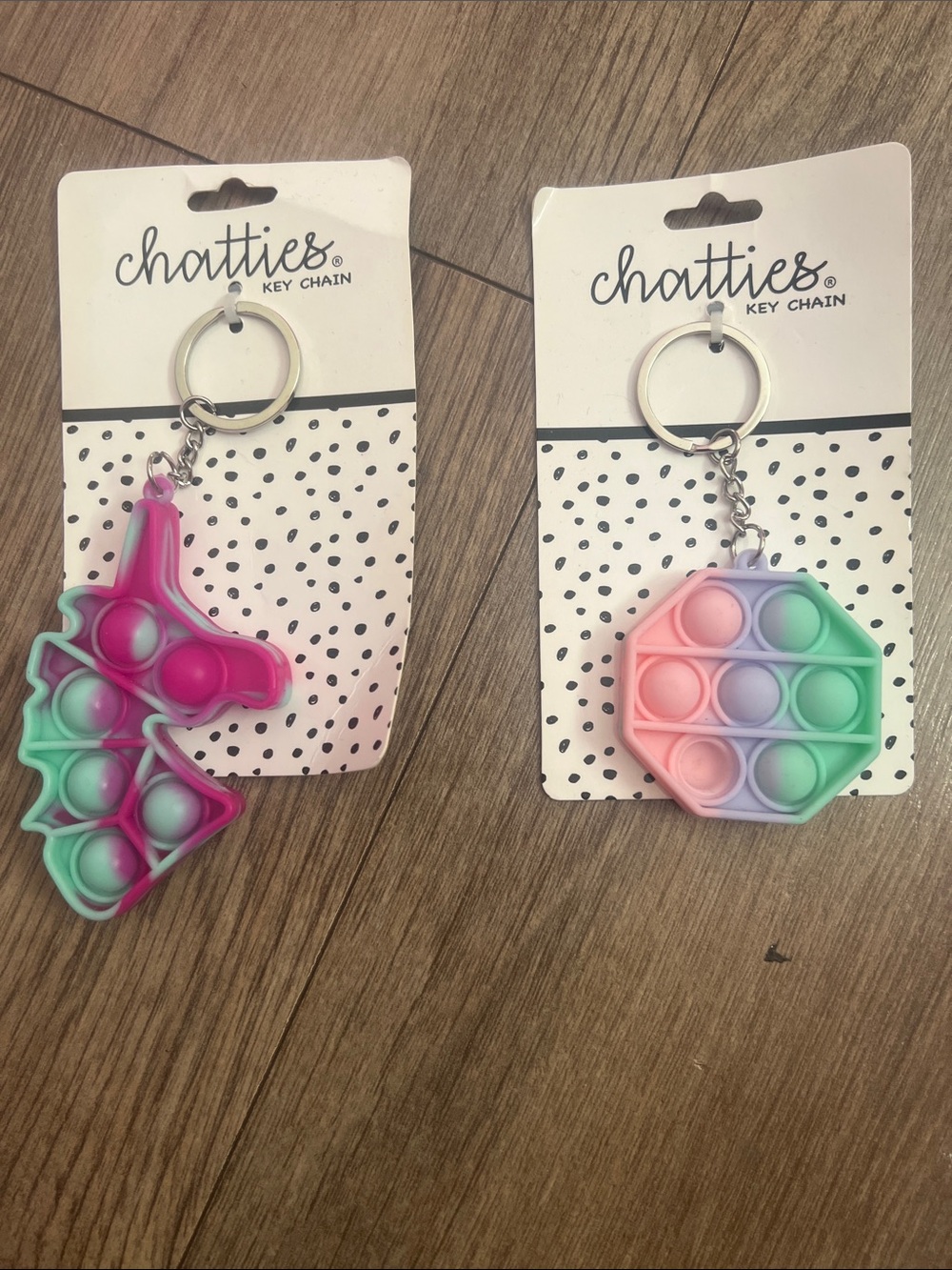 chatties Pastel Unicorn & Octagon Pop-It Keychain Duo